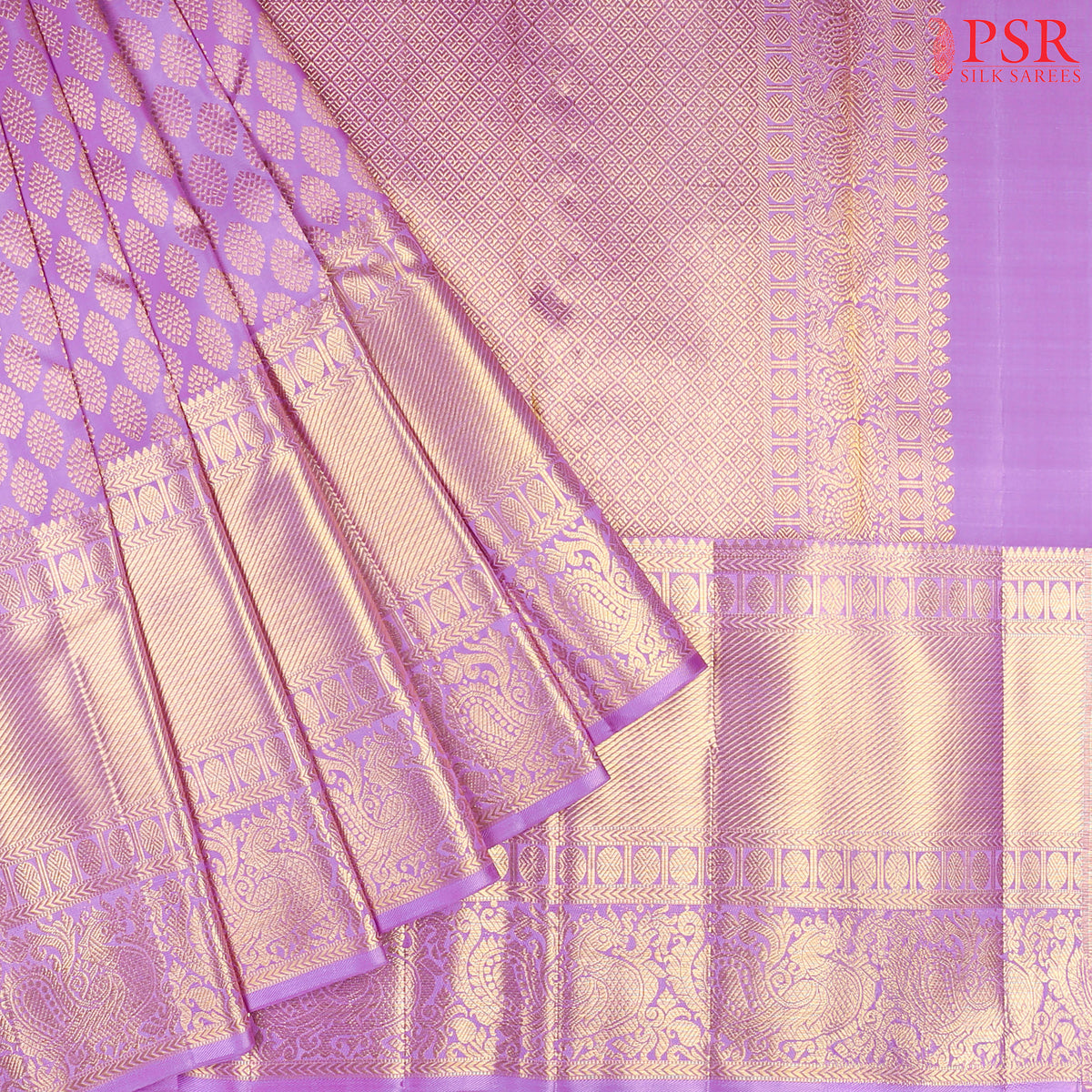 Floral Lavender Kanchipuram Silk Saree