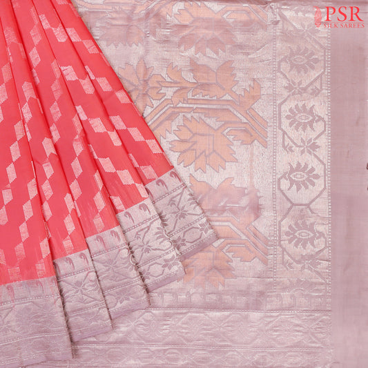 Vermilion Red Soft Silk Saree