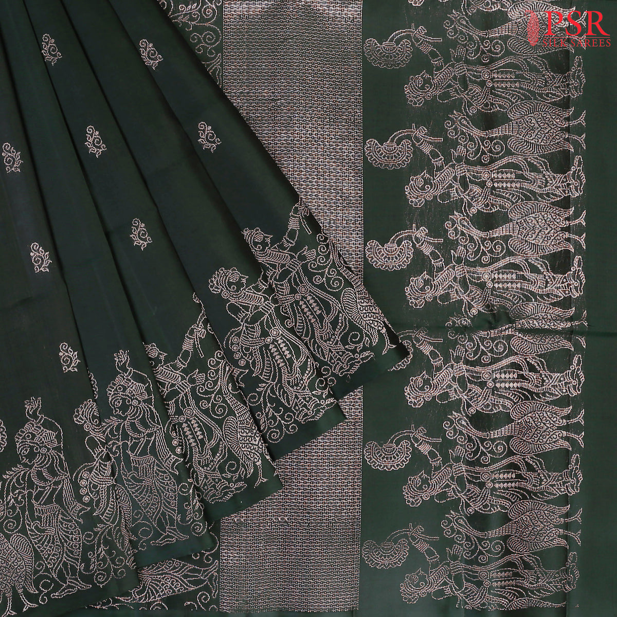 Bottle Green Soft Silk Saree