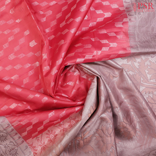 Vermilion Red Soft Silk Saree