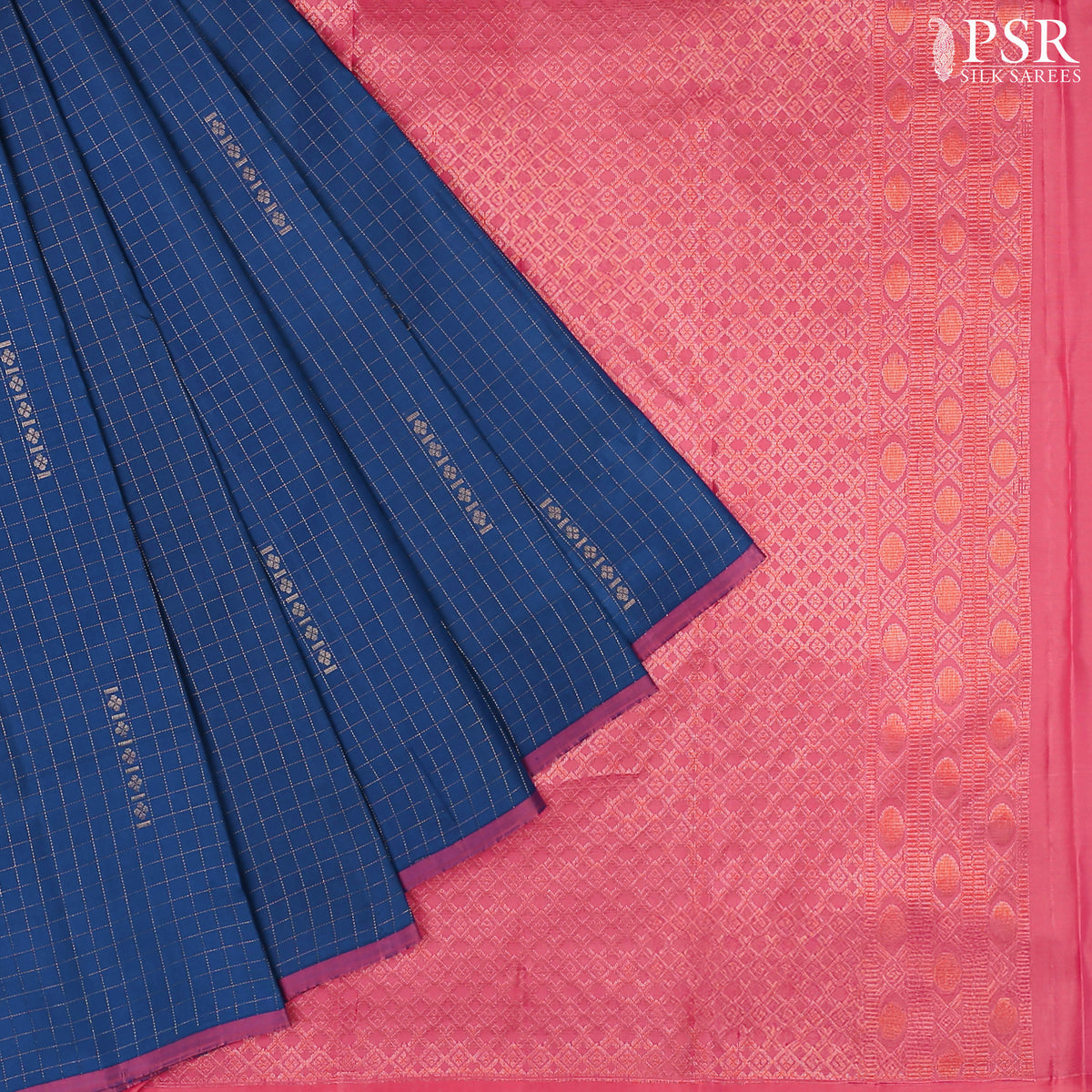 Dark French Blue Fancy Kanchipuram Silk Saree