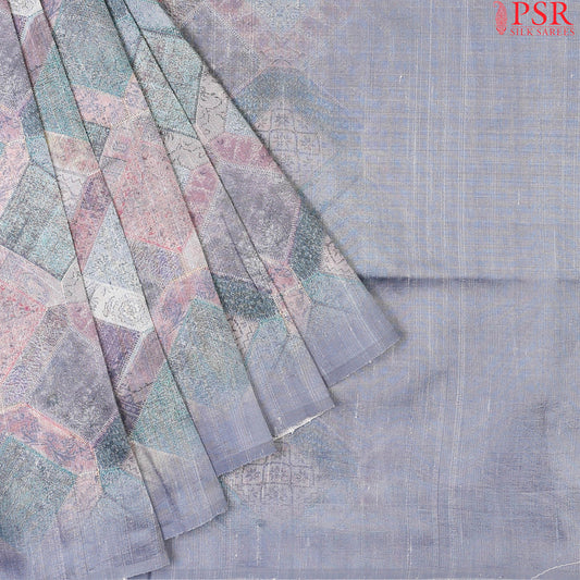 Cool Grey Kadhi Tussar Silk Saree