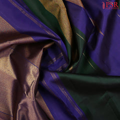 Navy Blue & Dark Green Kanchipuram Silk Saree