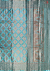 Coral Turquoise Banaras Tussar Silk Saree