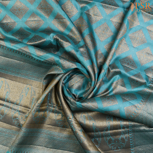 Coral Turquoise Banaras Tussar Silk Saree