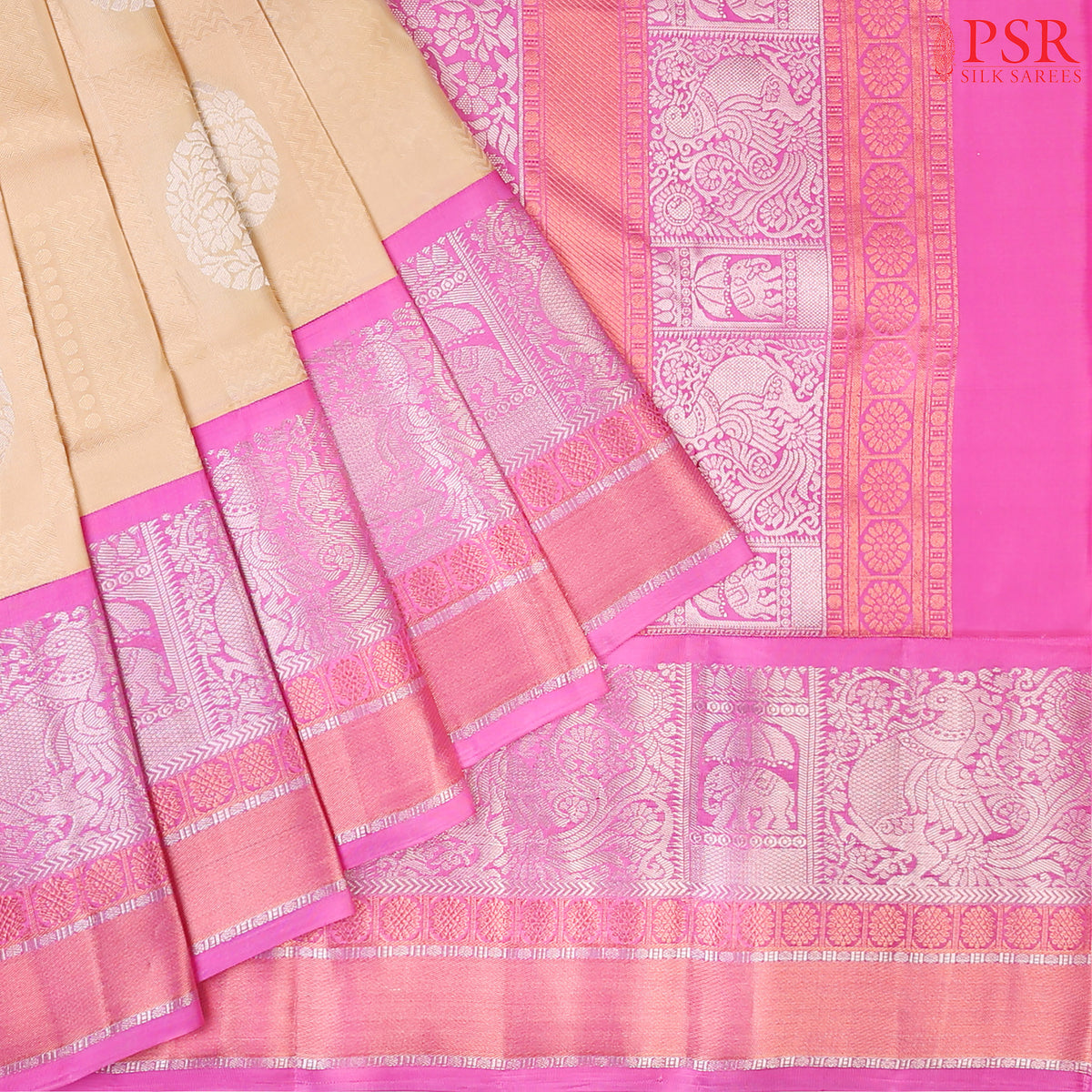 Light Sandel Beige Fancy Kanchipuram Silk Saree