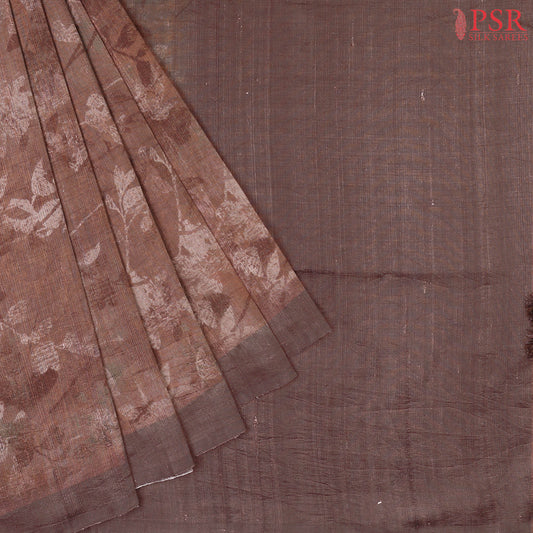 Dark Chestnut Brown Kadhi Tussar Silk Saree