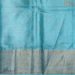 Coral Turquoise Banaras Tussar Silk Saree