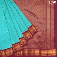 Turquoise Fancy Kanchi Silk Saree