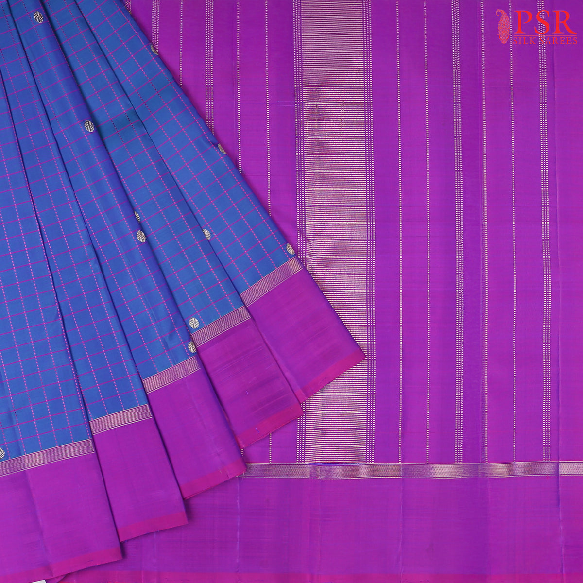 Yale Blue Kanchipuram Silk Saree