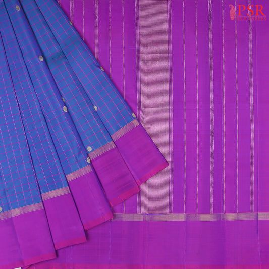 Yale Blue Kanchipuram Silk Saree