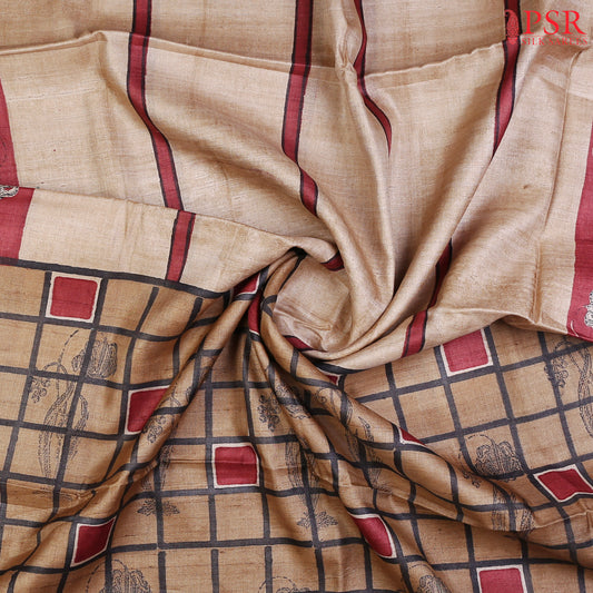 Beige Kadhi Tussar Silk Saree