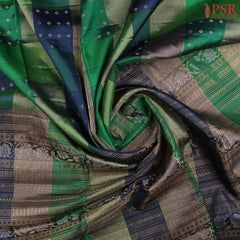 Peacock Blue & Parakeet Green Soft Silk Saree