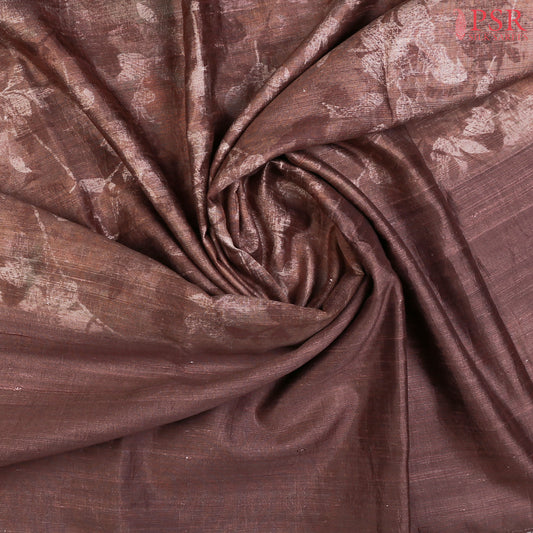 Dark Chestnut Brown Kadhi Tussar Silk Saree