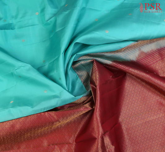 Turquoise Fancy Kanchi Silk Saree