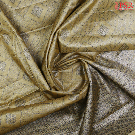 LIght Olive Banaras Tussar Silk Saree