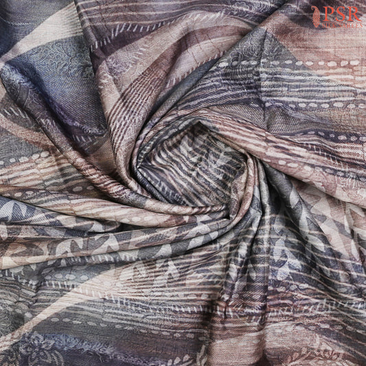 Dark Slate Grey Kadhi Tussar Silk Saree