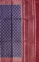 Dark Blue Violet Banaras Tussar Silk Saree