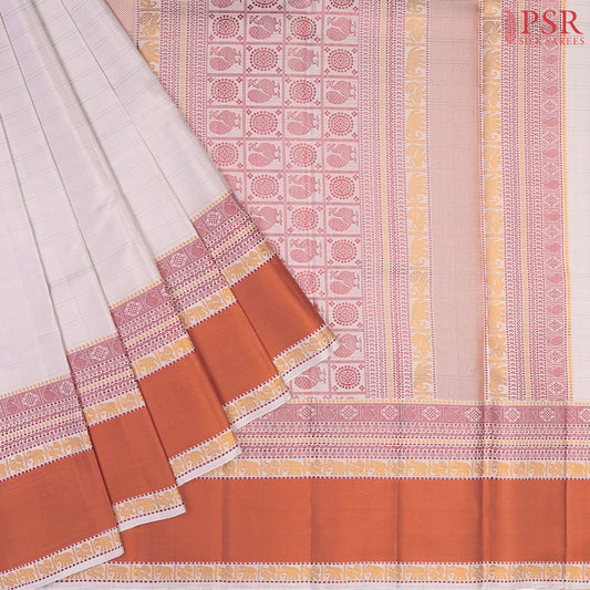 White Grey Arani Silk Saree