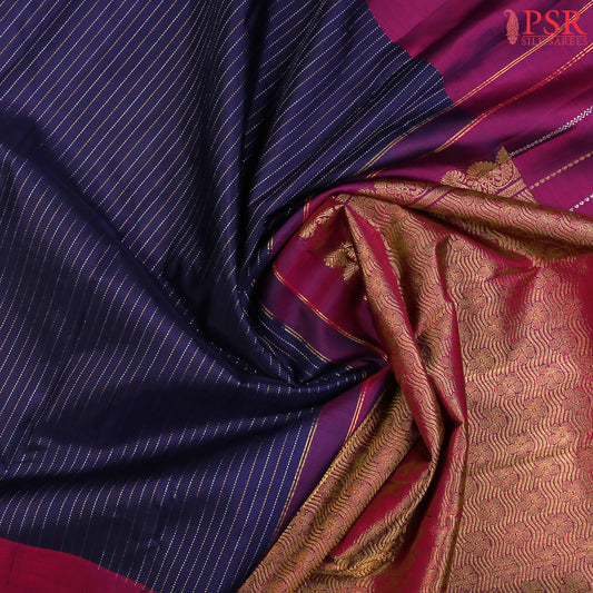 Dark Blue Kanchipuram Silk Saree