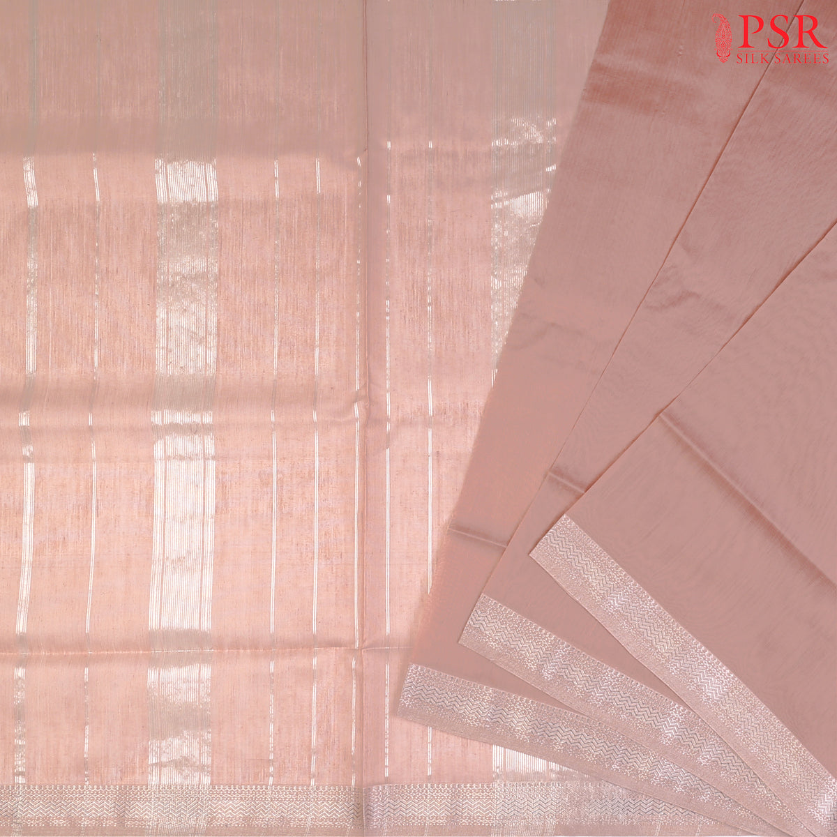 Pinkish Tan Maheshwari  Silk Cotton Saree