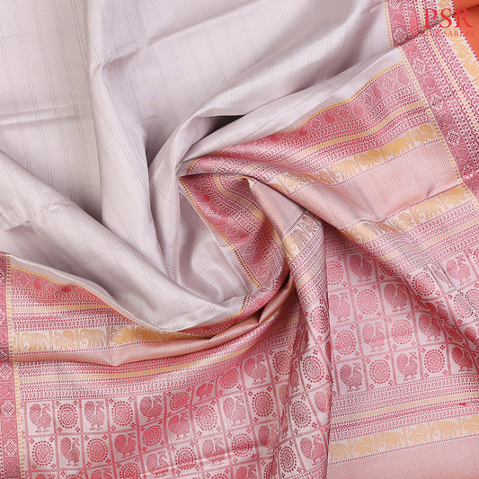 White Grey Arani Silk Saree