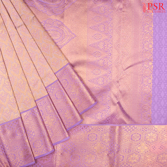 Pastel Grey With Lavender Fancy Kanchi Silk Saree