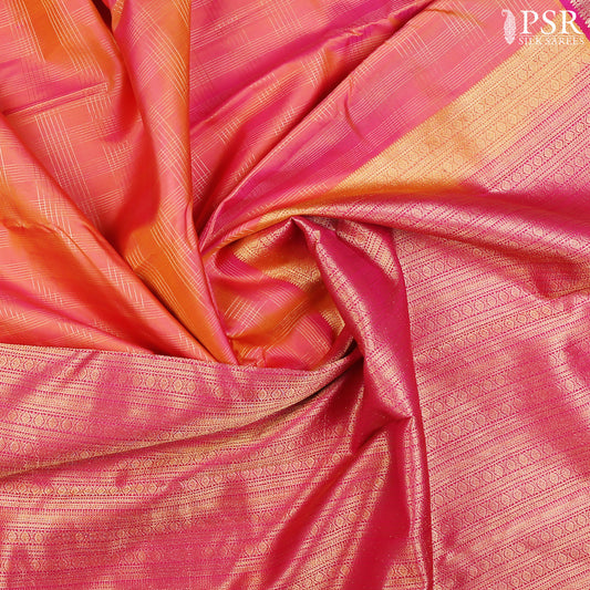 Coral Pink Fancy Kanchipuram Silk Saree