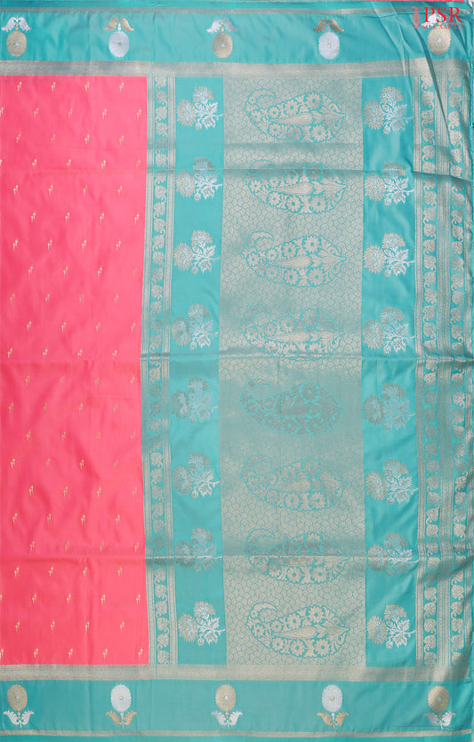 Melon Pink Banaras Art Silk Saree