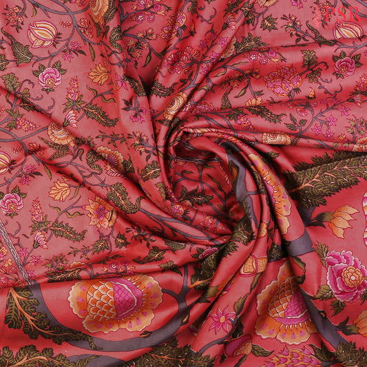 Sunkist Coral Peach Murshidabad Silk Saree