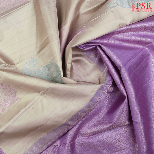 Pastel Olive Grey Kanchipuram Silk Saree