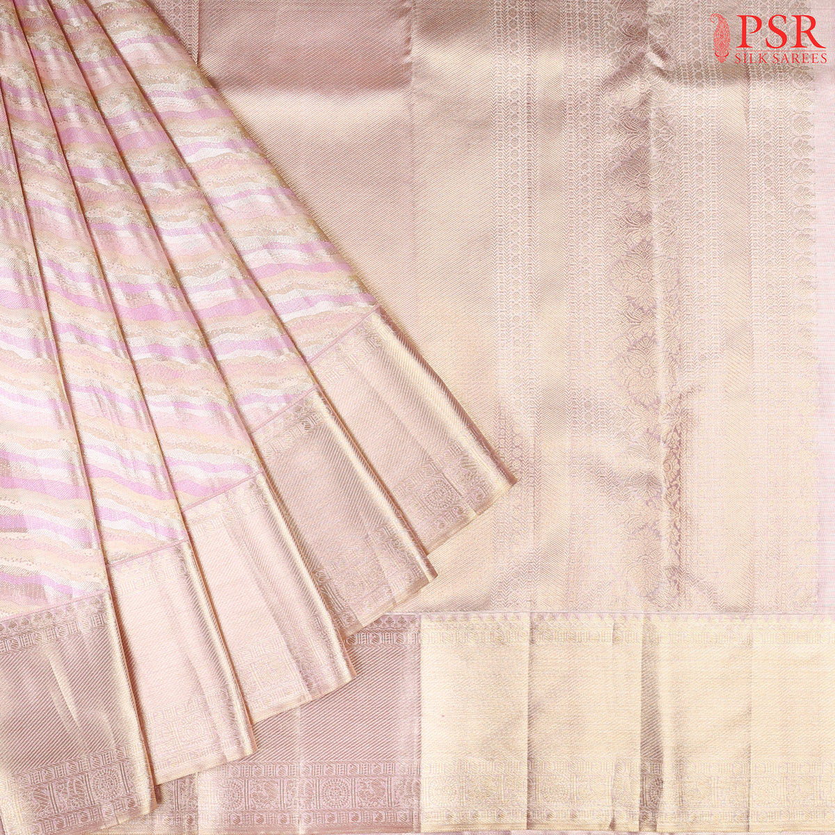 Pastel Lilac & Peach Hues Kanchipuram Silk Saree