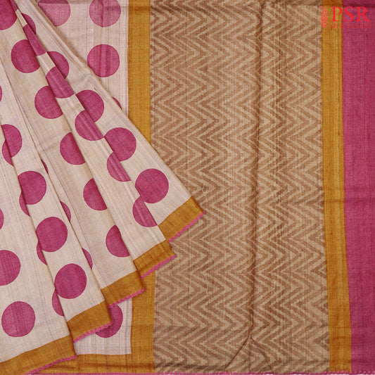 Sand Beige Kadhi Tussar Silk Saree