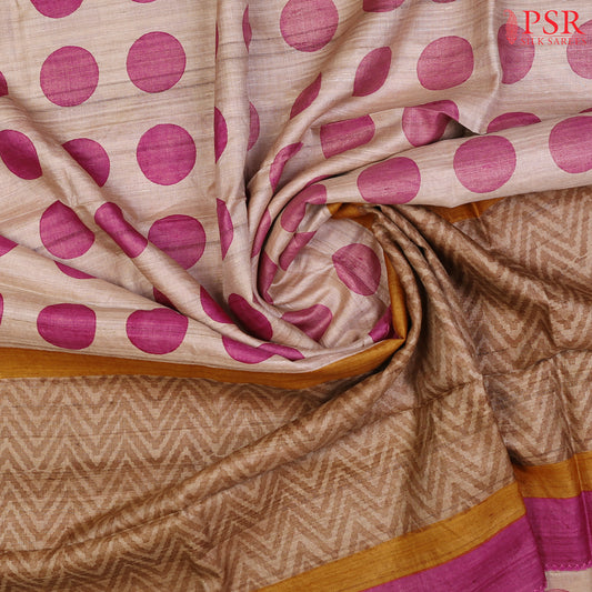 Sand Beige Kadhi Tussar Silk Saree