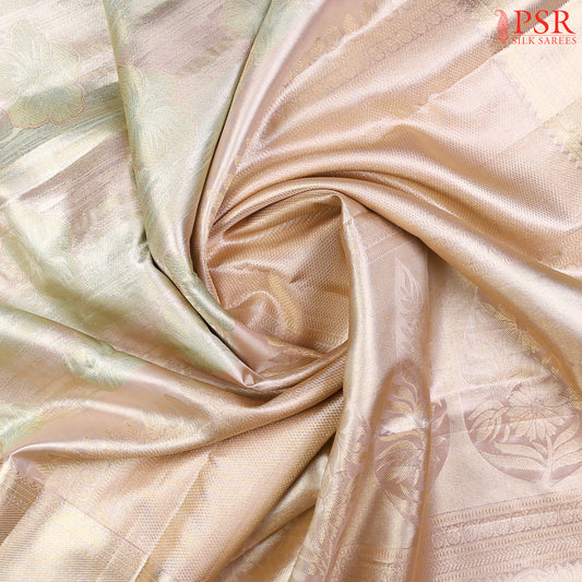 Pastel Pink & Pastel Green Kanchipuram Silk Saree