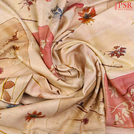 Cream Beige Munga Silk Saree