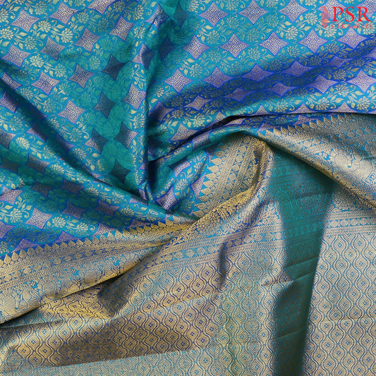 Peacock Blue Kanchipuram Silk Saree