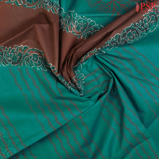 Brown & Pine Green Hyderabad Cotton Saree