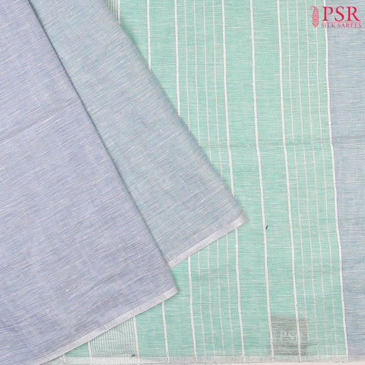 Light Cornflower Blue Linen Saree