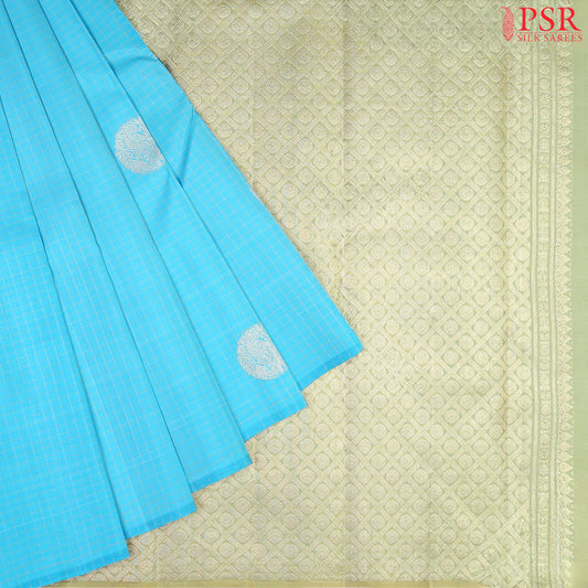 Capri Blue Kanchipuram Silk Saree