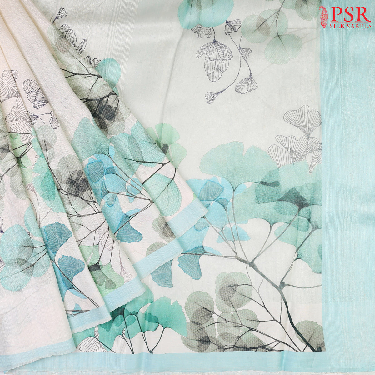 Floral White Kadhi Tussar Silk Saree