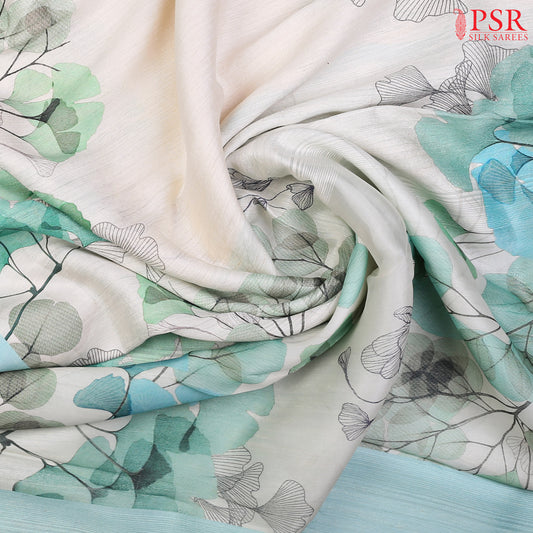 Floral White Kadhi Tussar Silk Saree