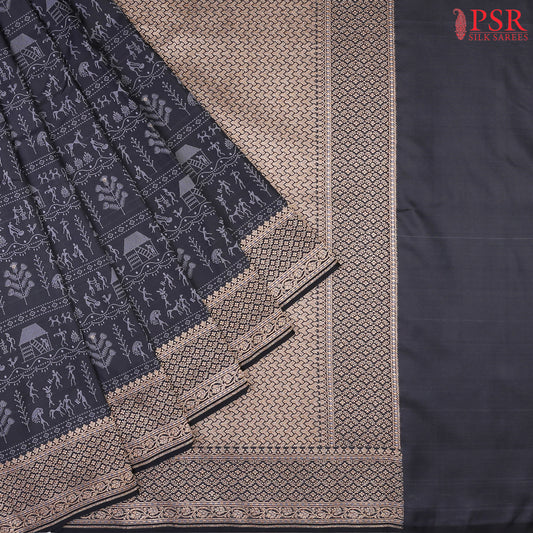 Charcoal Black Summer Silk Saree