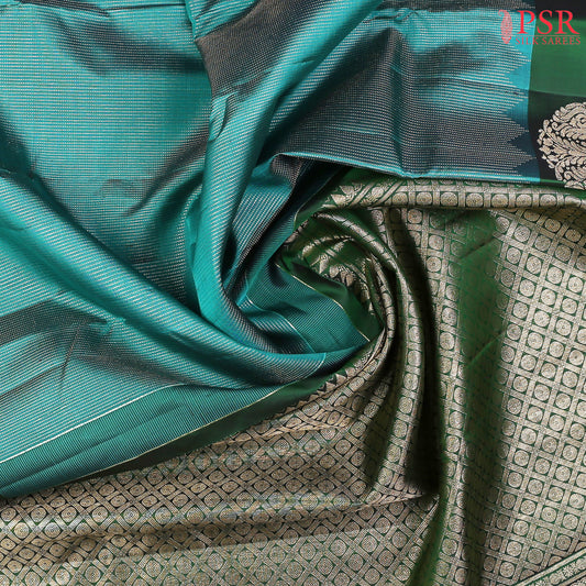 Teal Blue Kanchipuram Silk Saree