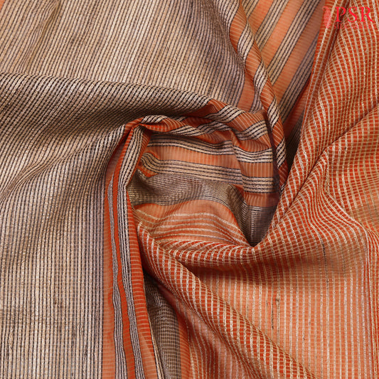 Yam Orange Maheshwari Jute Silk Cotton Saree