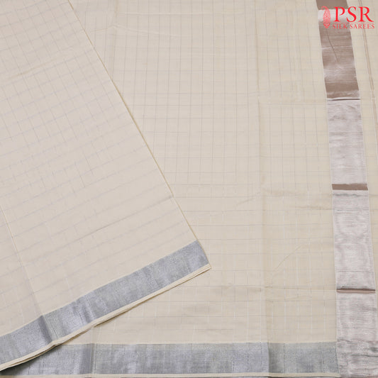 Floral White Kerala Cotton Saree