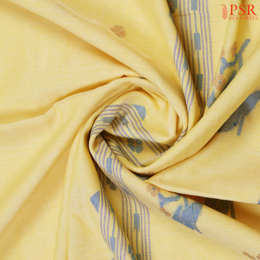 Naples Yellow Byloom Cotton Saree