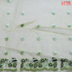 Pastel Pistachio Laser Embroidery Saree