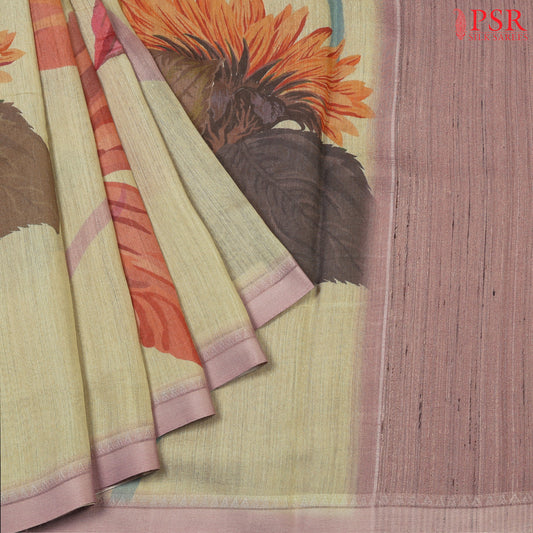 Olive Yellow Munga Silk Saree