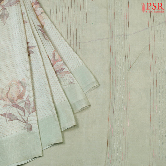 Pale Green Banarasi Tussar Silk Saree